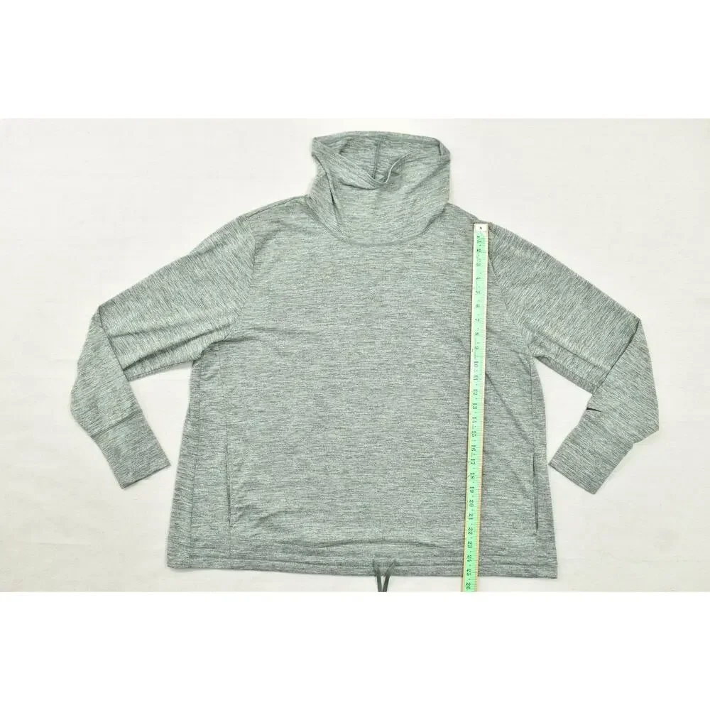 Nike Dri-FIT Women 2X Heather Green Cowl Neck Pullover Long Sleeve Training Top